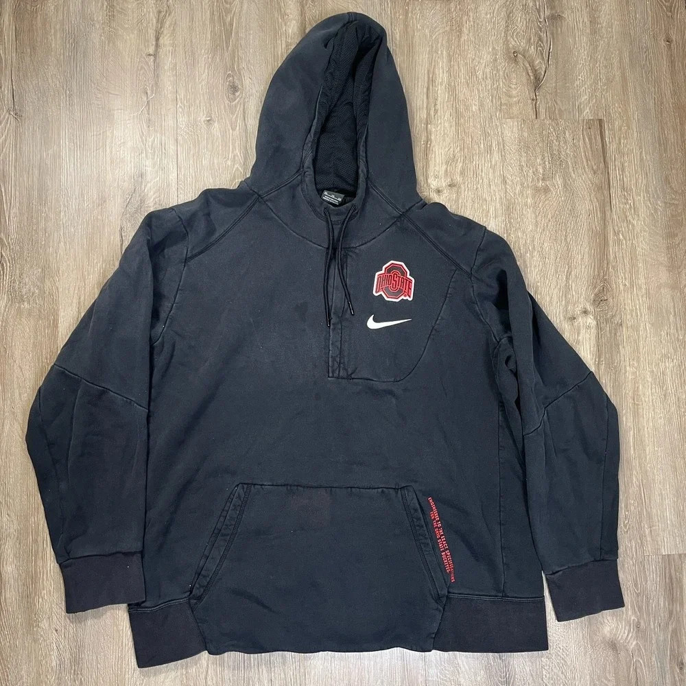Nike Dri Fit The Ohio State Buckyes Hoodie Pullover Black XXL 2XL Zipper